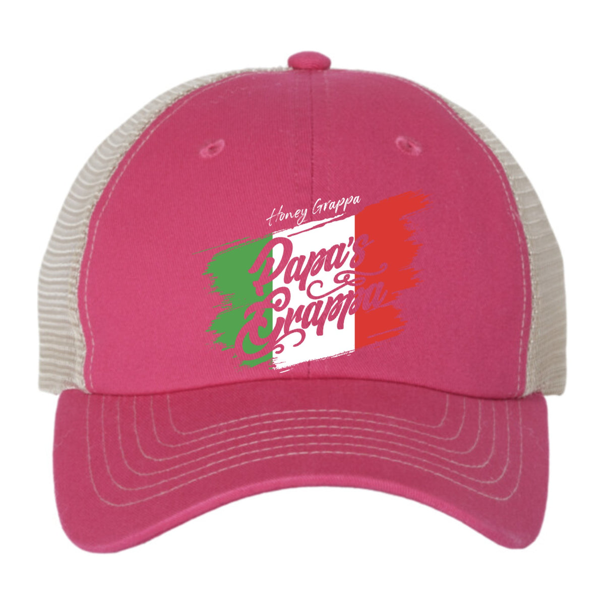 Honey Grappa Trucker Cap, Pink / Stone, front view