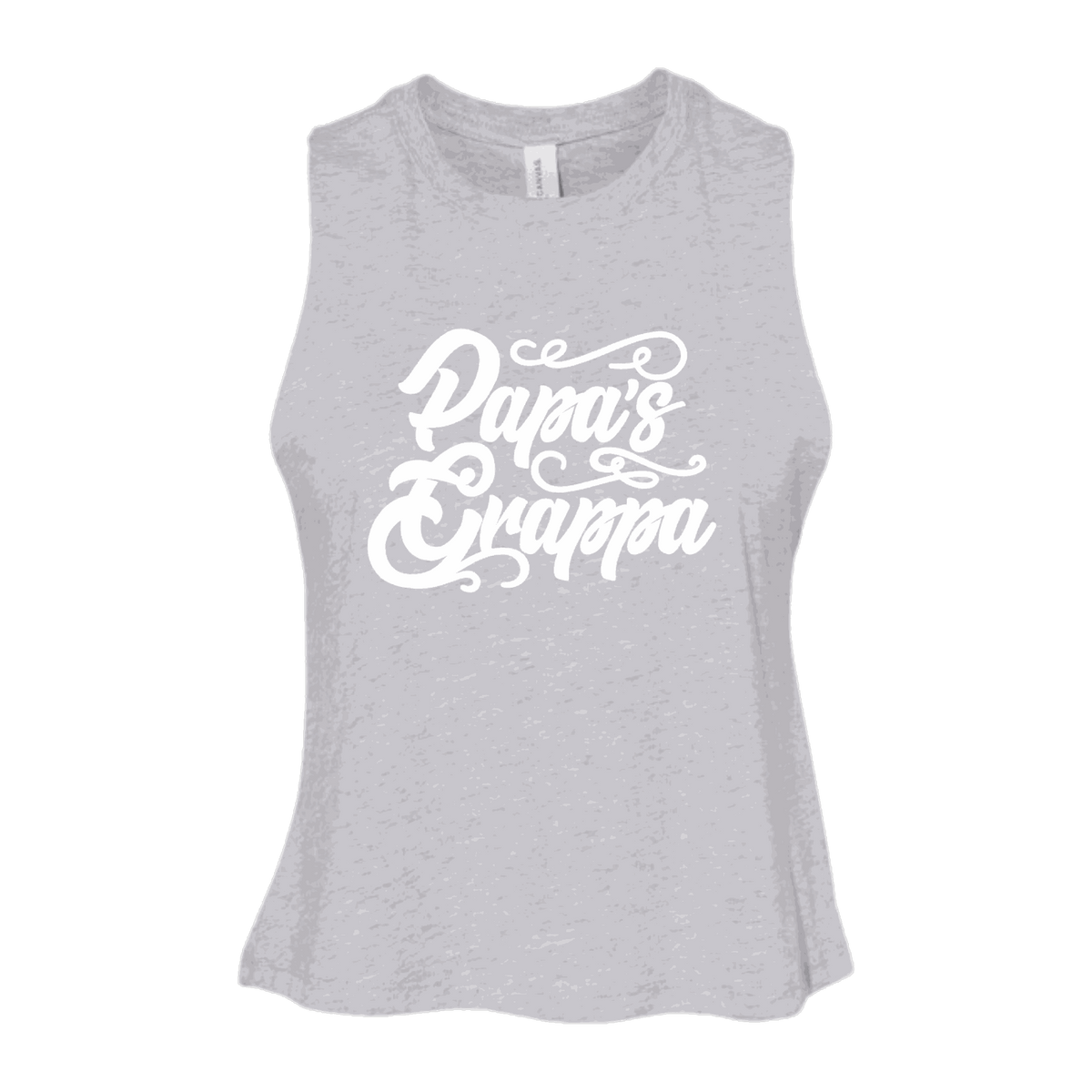 Papa's Grappa Crop Tank, Athletic Heather, front