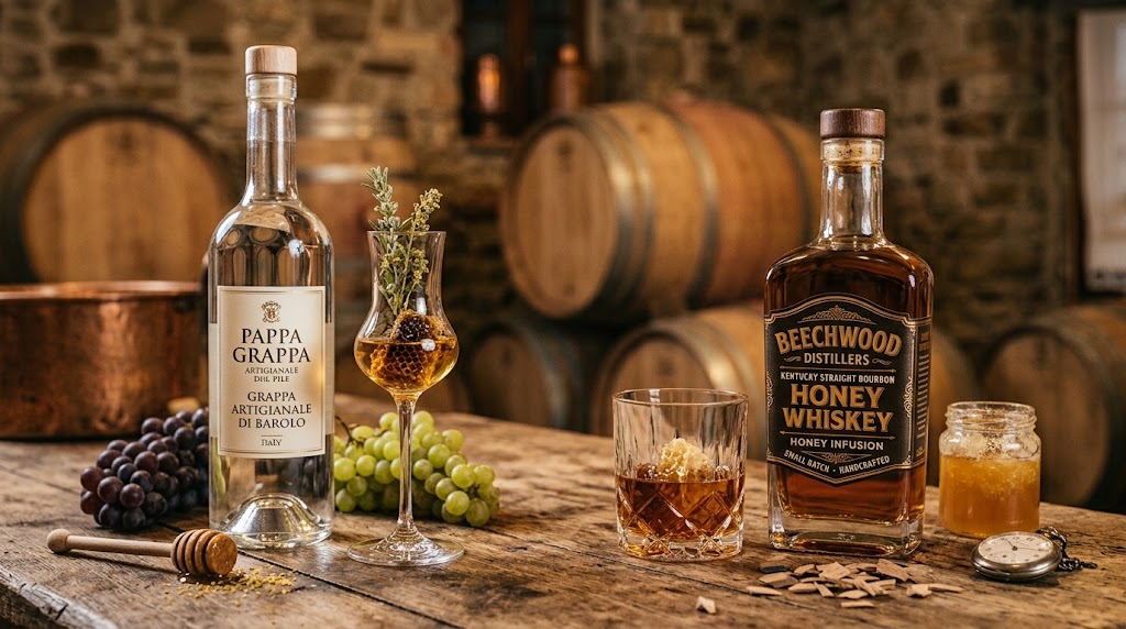 Honey Grappa versus Honey Whiskey