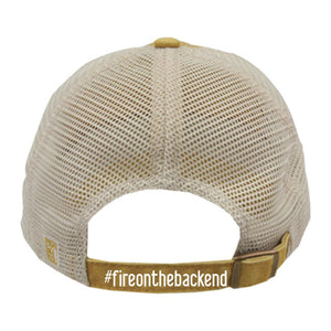 Honey Grappa Pigment-Dyed Trucker Cap, Mustard Yellow / Stone, back view