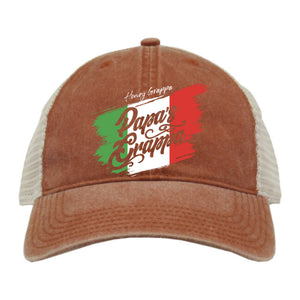 Honey Grappa Pigment-Dyed Trucker Cap, Texas Orange / Stone, front view
