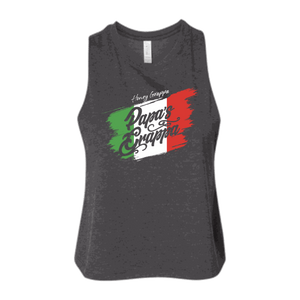 Ladies Racerback Crop Tank, Dark Grey Heather, front