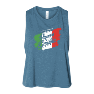 Ladies Racerback Crop Tank, Heather Deep Teal, front