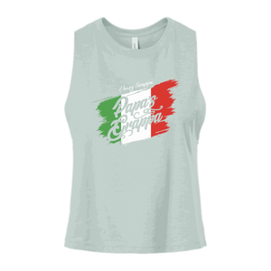 Ladies Racerback Crop Tank, Heather Dusty Blue, front