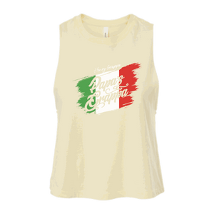 Ladies Racerback Crop Tank, Heather French Vanilla, front