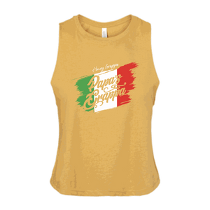 Ladies Racerback Crop Tank, Heather Mustard, front