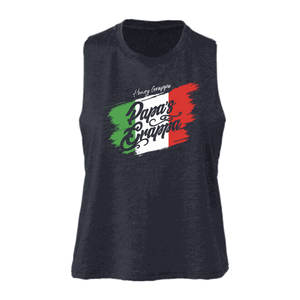 Ladies Racerback Crop Tank, Heather Navy, front