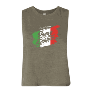 Ladies Racerback Crop Tank, Heather Olive, front