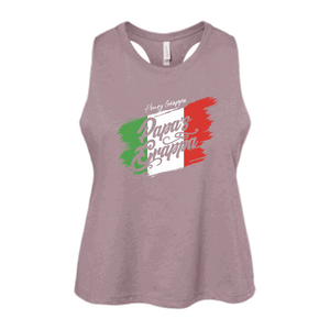 Ladies Racerback Crop Tank, Heather Orchid, front