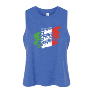 Ladies Racerback Crop Tank, Heather True Royal, front