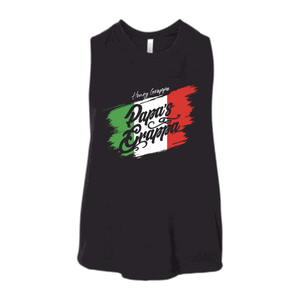 Ladies Racerback Crop Tank, Solid Black Blend, front