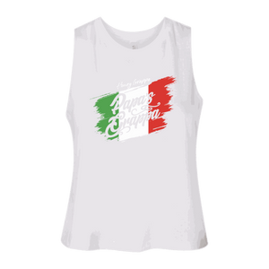 Ladies Racerback Crop Tank, Solid White Blend, front