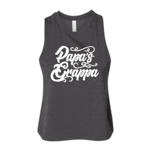 Papa's Grappa Crop Tank, Dark Grey Heather, front