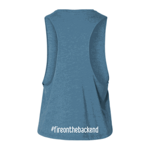 Papa's Grappa Crop Tank, Heather Deep Teal, back