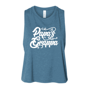 Papa's Grappa Crop Tank, Heather Deep Teal, front