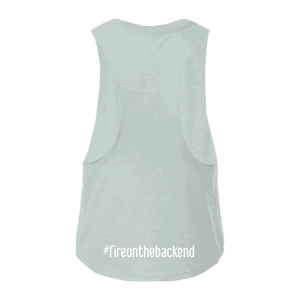 Papa's Grappa Crop Tank, Heather Dusty Blue, back