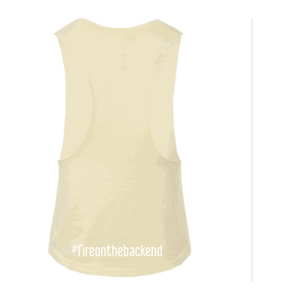 Papa's Grappa Crop Tank, Heather French Vanilla, back