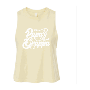 Papa's Grappa Crop Tank, Heather French Vanilla, front