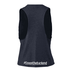 Papa's Grappa Crop Tank, Heather Navy, back