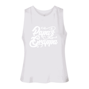 Papa's Grappa Crop Tank, Solid White Blend, front