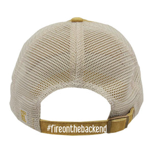 Papa's Grappa Pigment-Dyed Trucker Cap, Mustard Yellow / Stone, back view