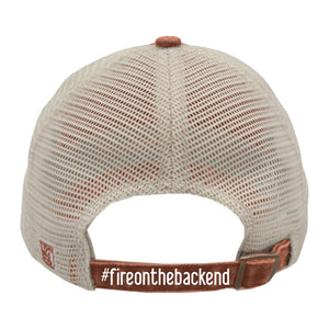 Papa's Grappa Pigment-Dyed Trucker Cap, Texas Orange / Stone, back view