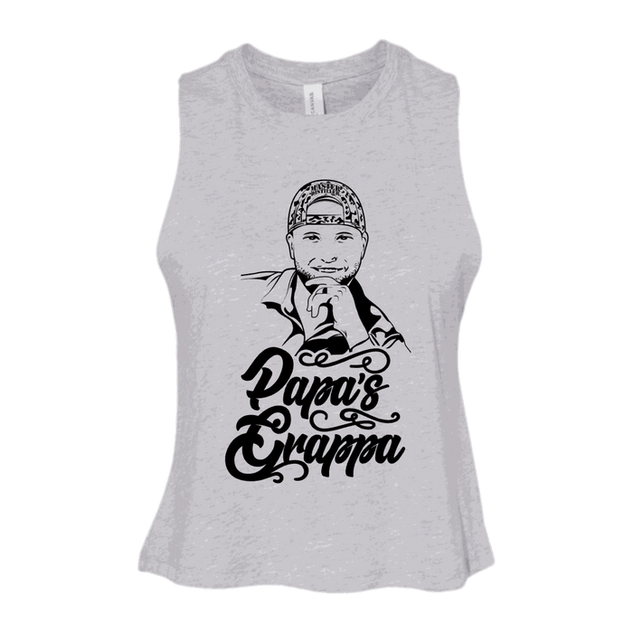 Papa's Portrait Crop Tank, Athletic Heather, front