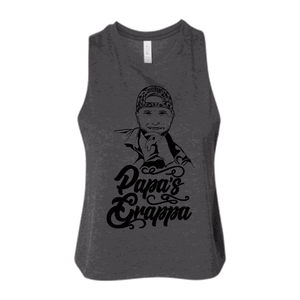 Papa's Portrait Crop Tank, Dark Grey Heather, front