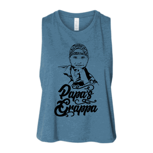 Papa's Portrait Crop Tank, Heather Deep Teal, front
