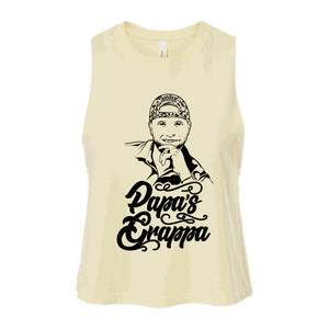 Papa's Portrait Crop Tank, Heather French Vanilla, front