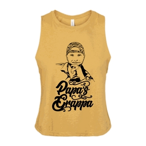 Papa's Portrait Crop Tank, Heather Mustard, front