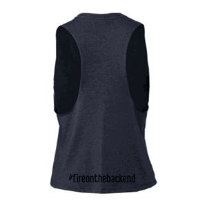 Papa's Portrait Crop Tank, Heather Navy, back