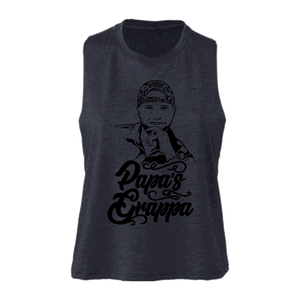 Papa's Portrait Crop Tank, Heather Navy, front