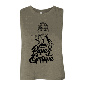 Papa's Portrait Crop Tank, Heather Olive, front