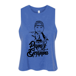 Papa's Portrait Crop Tank, Heather True Royal, front