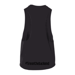 Papa's Portrait Crop Tank, Solid Black Blend, back