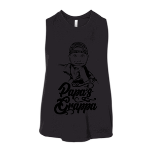 Papa's Portrait Crop Tank, Solid Black Blend, front